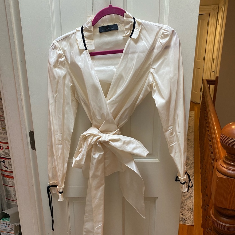Carolina Herrera pleated silk wrap blouse